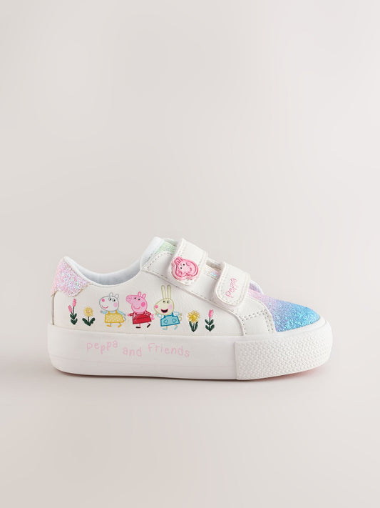 White Wide Fit (G) Peppa Pig Chunky Trainers with Touch Fastening image 2