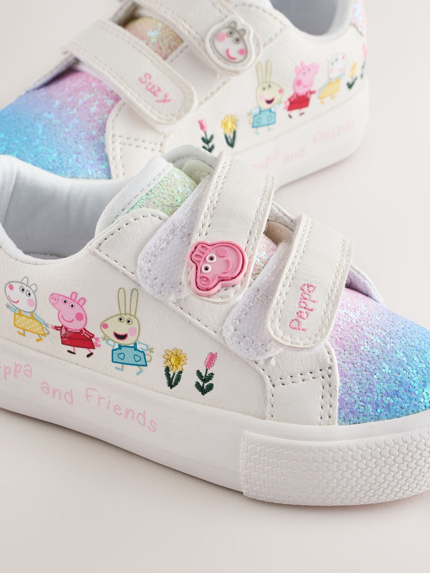 White Wide Fit (G) Peppa Pig Chunky Trainers with Touch Fastening - image 5
