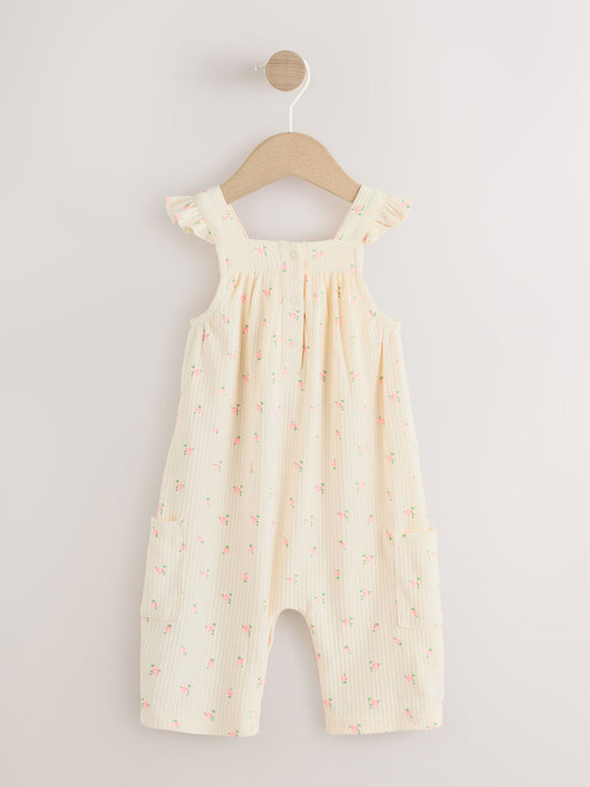 White Floral Baby Long Leg Jersey Romper (0mths-3yrs) image 2
