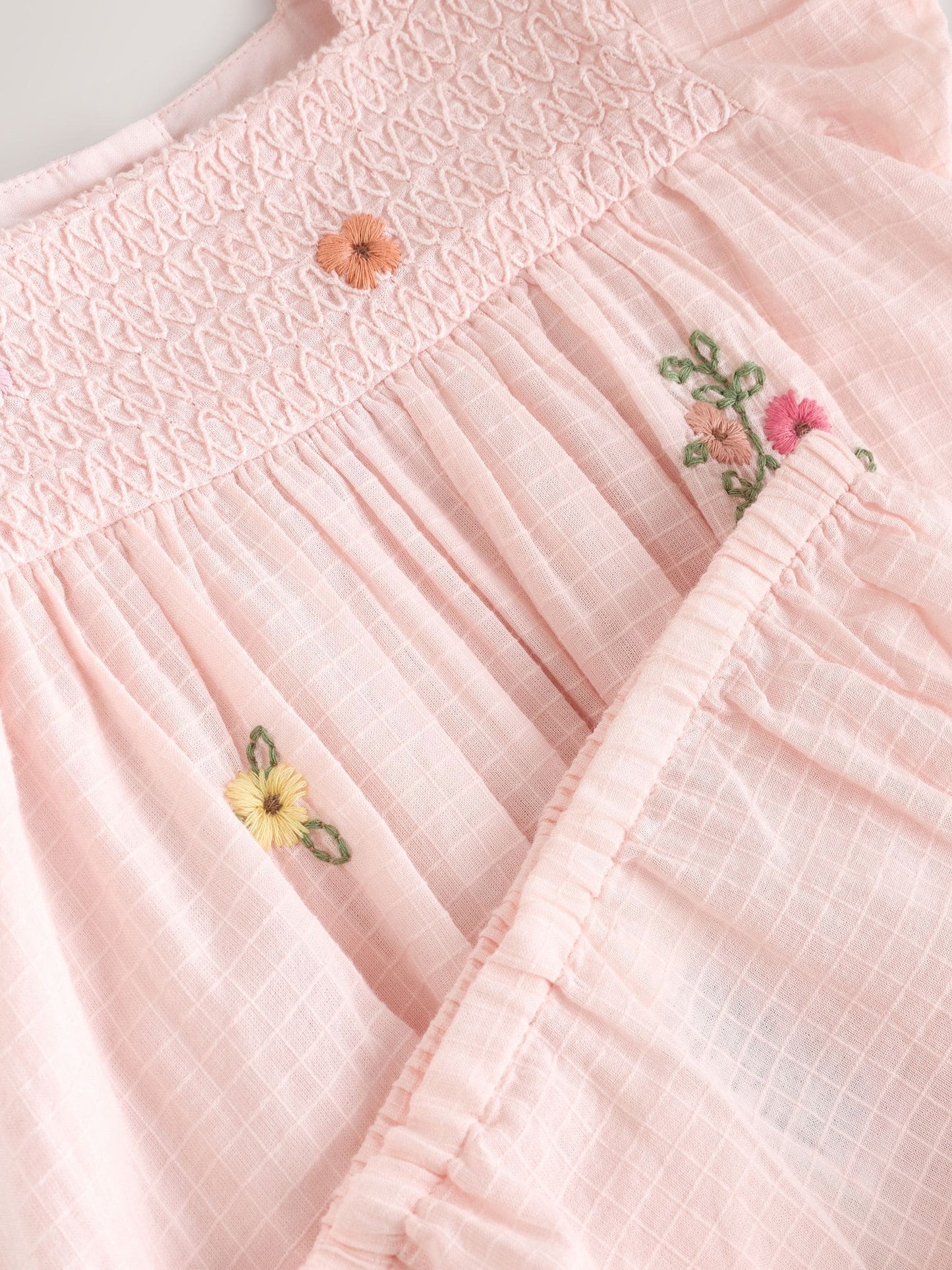 Pink Floral Embroidered Smock Baby Dress And Knicker Set 2 Piece (0mths-2yrs) image 8