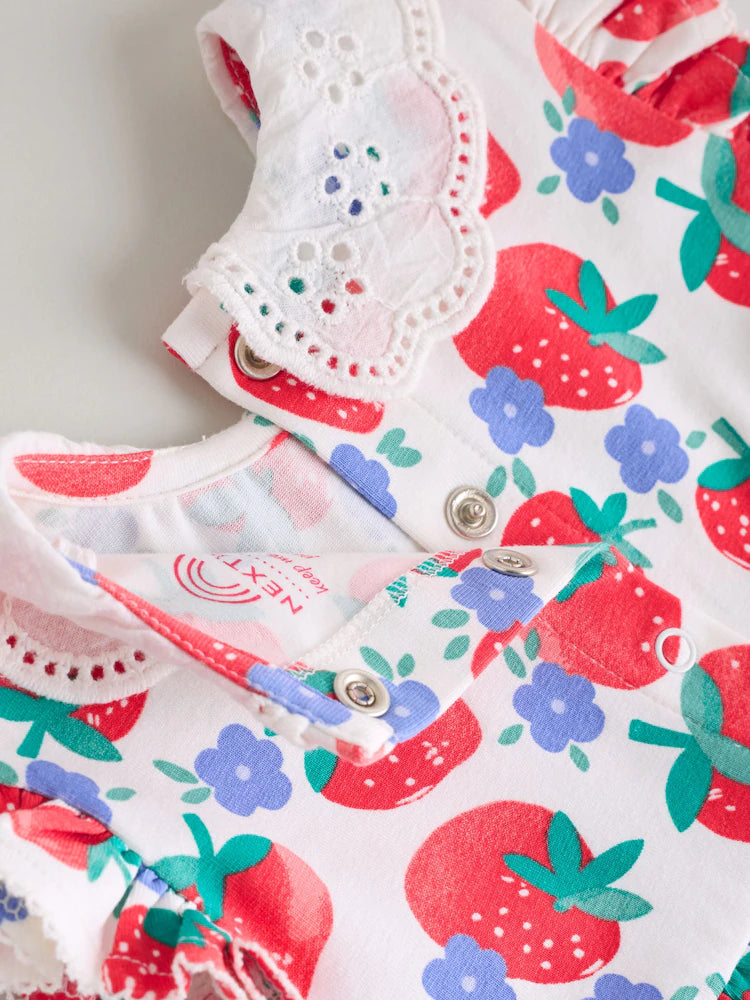 White Strawberry Baby Short Sleeve Dress 2 Pack (0mths-3yrs)