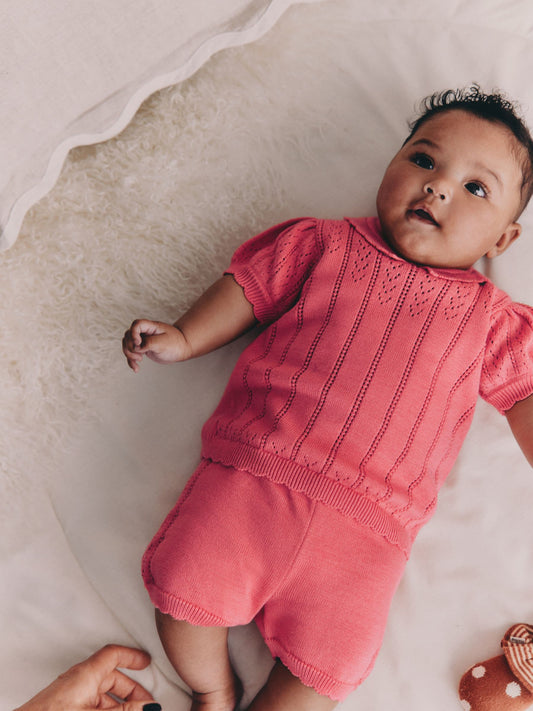 Dsiney Kidz - Pink Baby Knitted Top and Shorts Set 2 Piece (0mths-2yrs) image 2