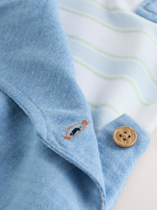Blue Bear Woven Dungarees and Bodysuit Baby Set (0mths-2yrs) image 3