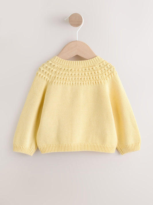 Dsiney Kidz - Yellow Heart Pocket Button Through Baby Cardigan (0mths-2yrs) image 2