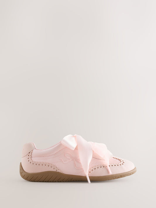 Baker by Ted Baker Pink Satin Gum Sole Ballet Trainers image 2