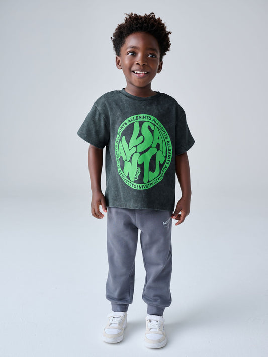 smALLSAINTS Washed Black Oversized Distortion Crew Neck Younger T-Shirt image 3