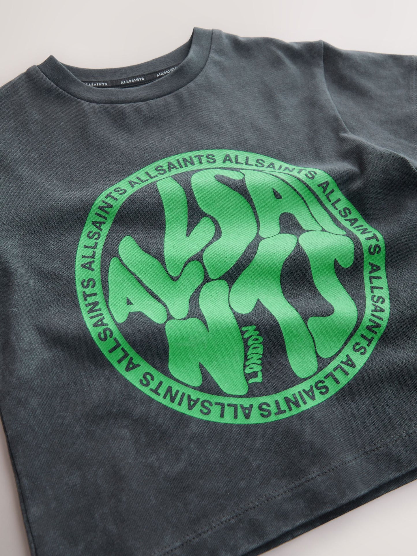 smALLSAINTS Washed Black Oversized Distortion Crew Neck Younger T-Shirt image 6