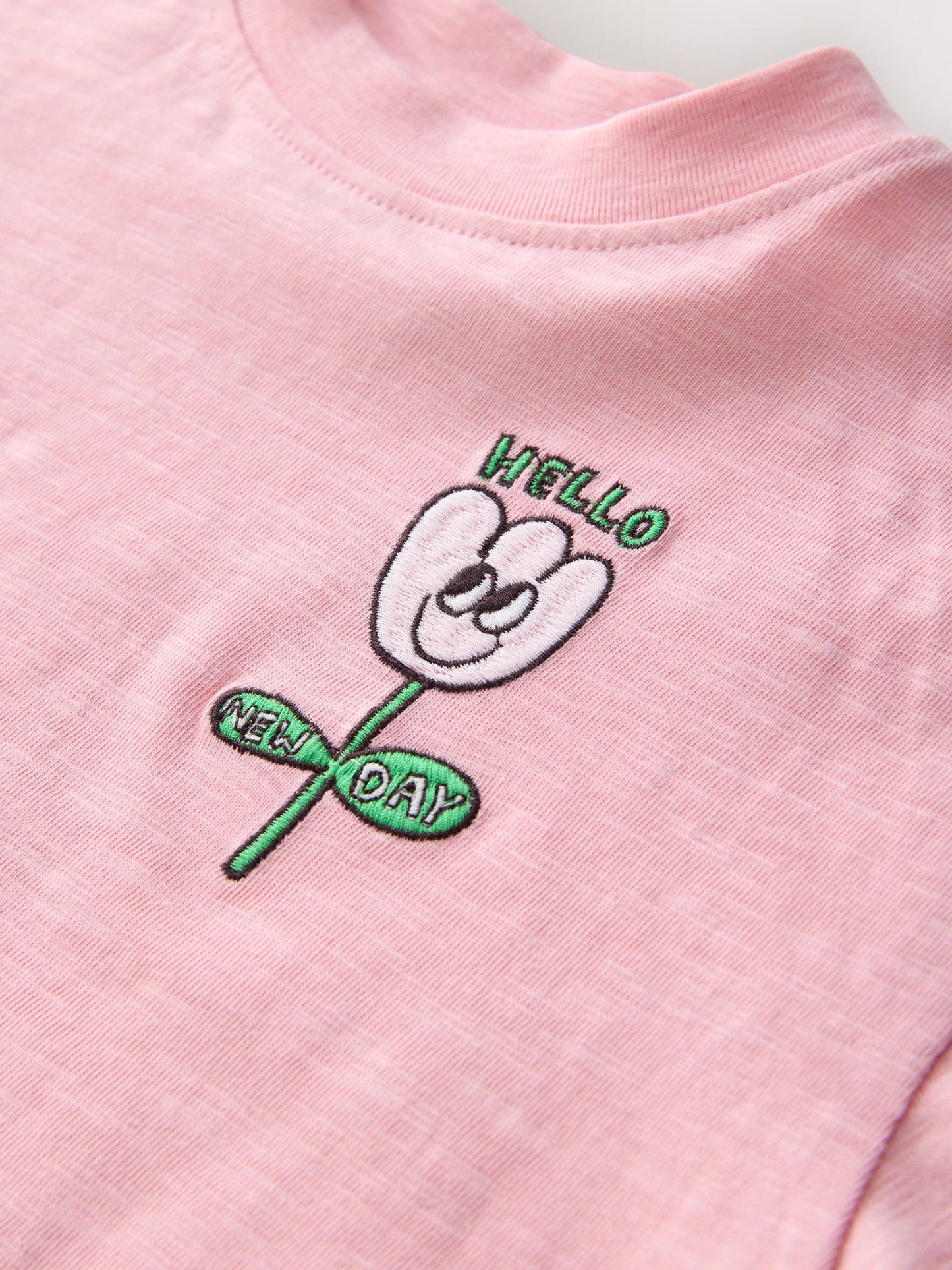 Pink Flower Short Sleeve Embroidered T-Shirt (3mths-7yrs) image 8