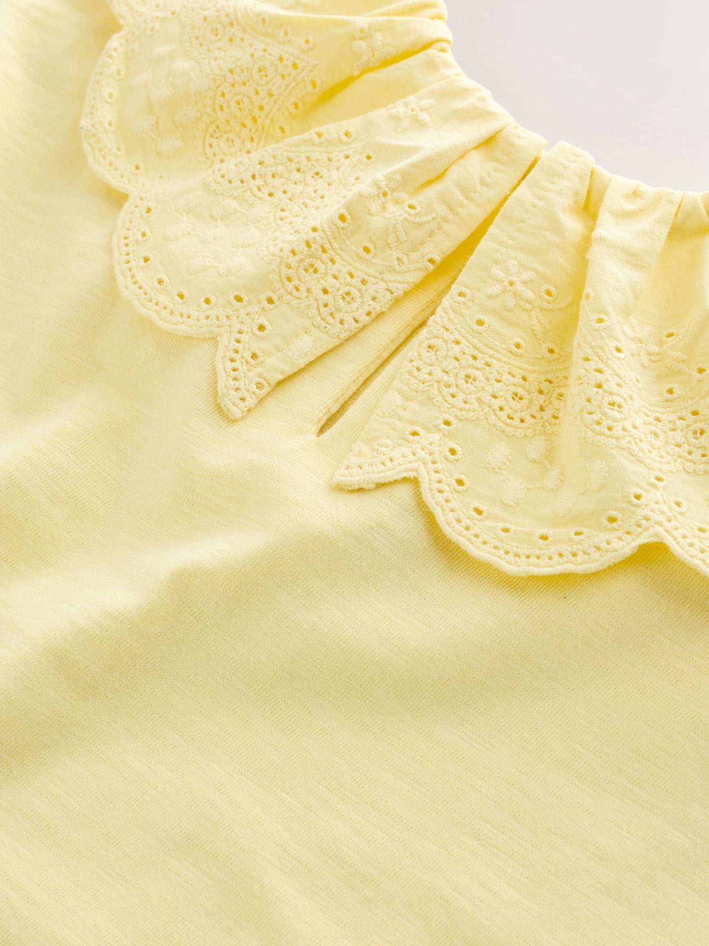 Yellow Short Sleeve Broderie Collar Top (3mths-7yrs) image 7