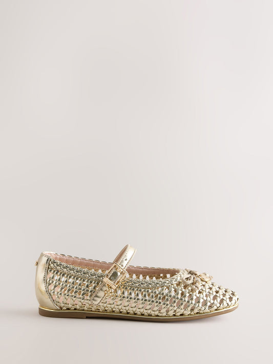 Dsiney Kidz - Baker by Ted Baker Woven Gold Mary Jane Shoes image 2