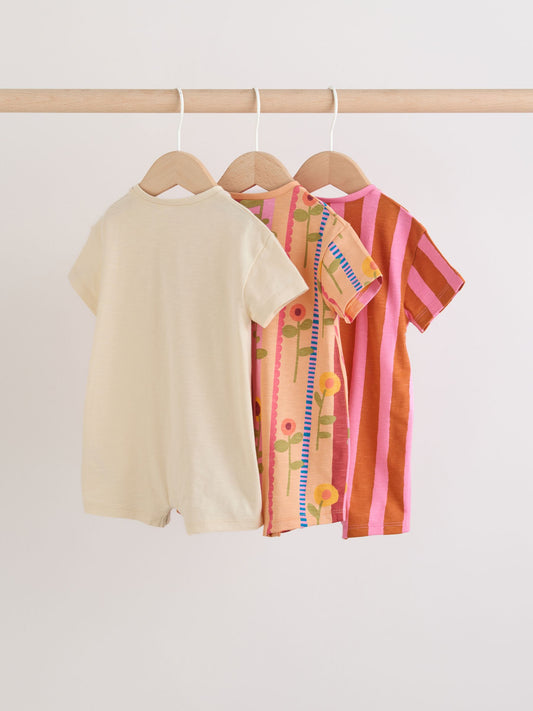 Red Sunbaked Patterened Jersey Baby Rompers 3 Pack image 3