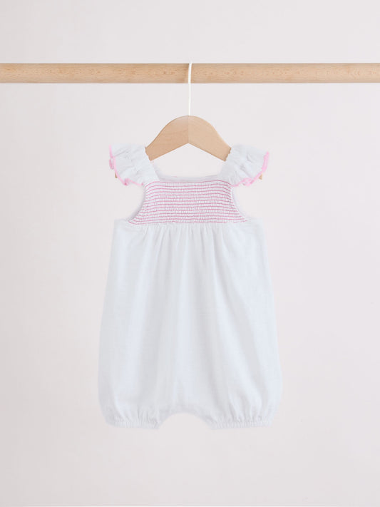 Pink Floral Frill Shoulder Baby Jersey Rompers 2 Pack image 2