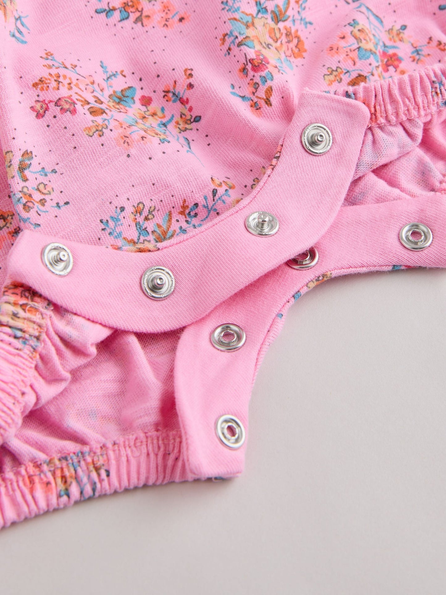 Pink Floral Frill Shoulder Baby Jersey Rompers 2 Pack image 8