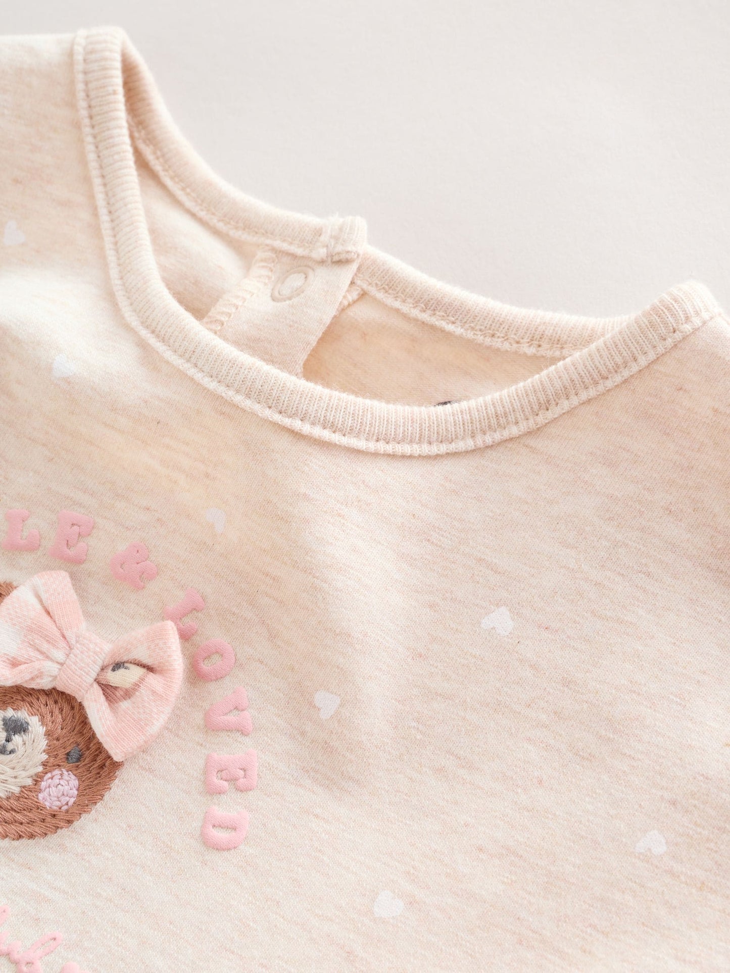 Pink Bear Embroidered Jersey Baby Rompers 3 Pack image 9