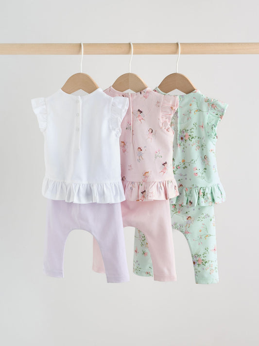 Dsiney Kidz - Pink/ Mint/ White Fairy Short Sleeve Top and Leggings Baby Set 6 Piece (0mths-3yrs) image 2