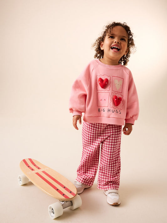 Bright Pink Sweatshirt & Wide Leg Trousers Set (3mths-7yrs) image 3