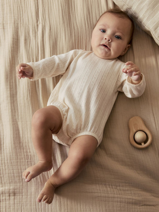 Ecru Pointelle Bodysuit Leggings And Cardigan Baby Set 3 Piece (0-9mths) image 2