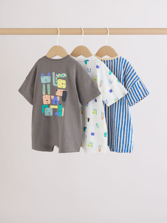 Green Print Jersey Baby Rompers 3 Pack image 2