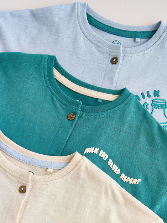 Green Milk Club Jersey Baby Rompers 3 Pack image 3
