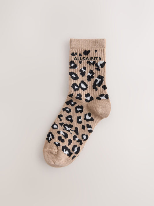 smALLSAINTS White/ Leopard Logo Socks 2 Pack image 2