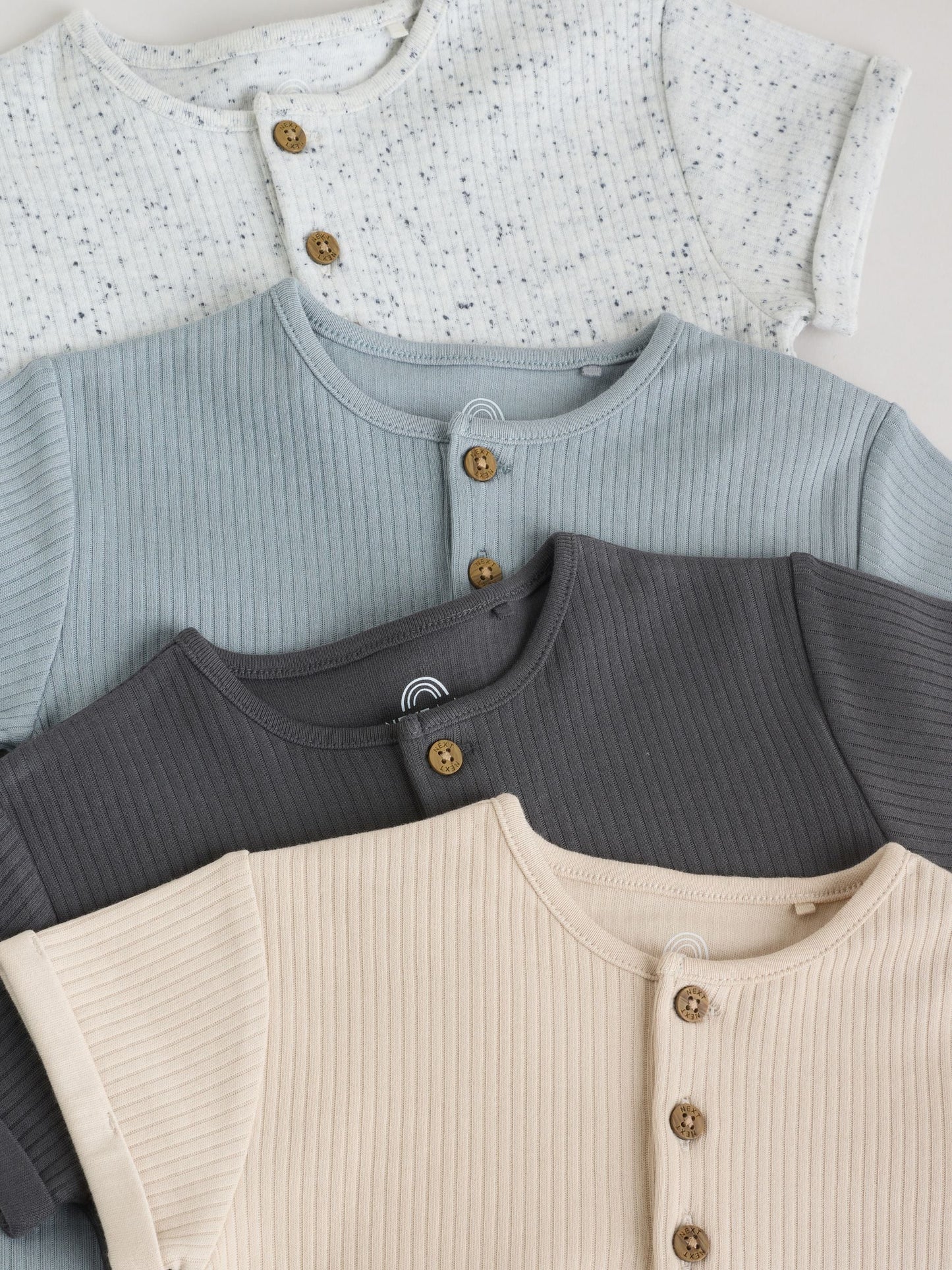 Grey Grandad Button Neck Baby Rompers 4 Pack image 9