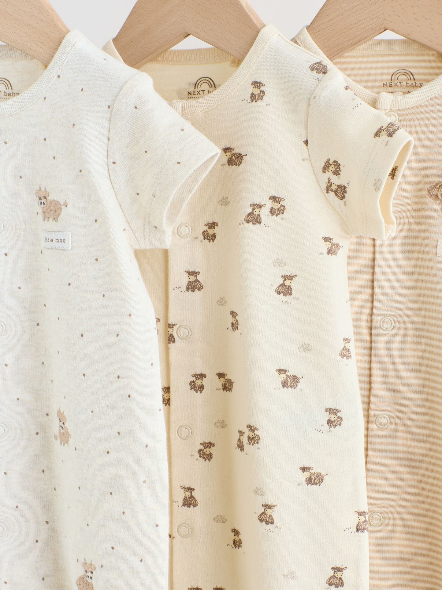 Neutral Hamish Highland Cow Jersey Baby Rompers 3 Pack image 9
