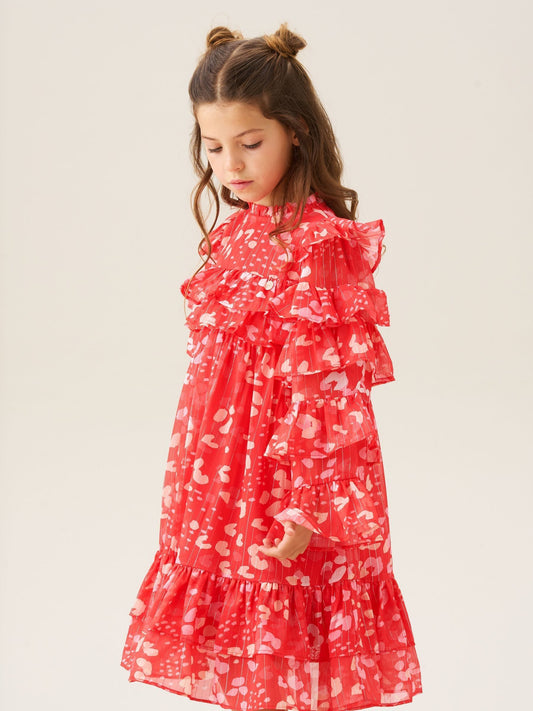 Dsiney Kidz - Angel & Rocket Red Imogen Leopard Print Frill Dress image 2
