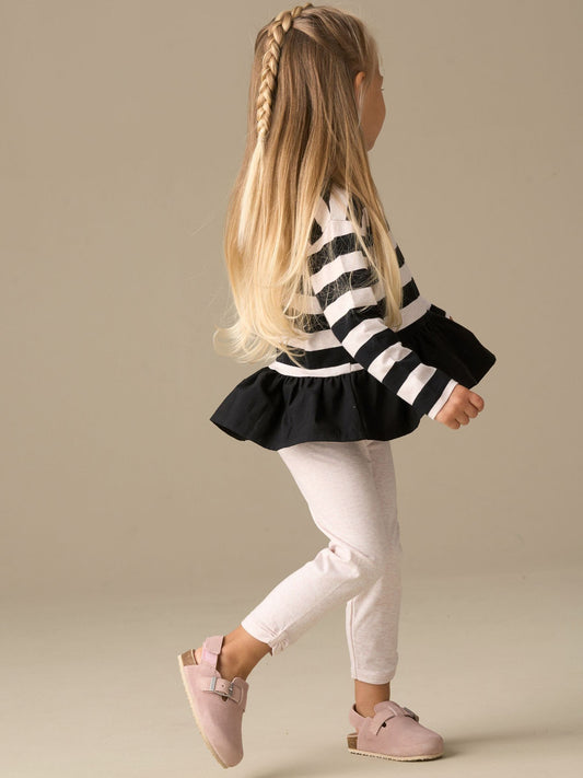 Angel & Rocket Black Marley Stripe Jersey Top And Spot Leggings image 2