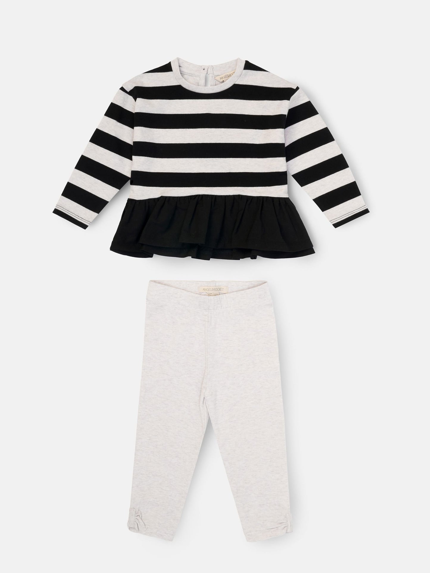 Angel & Rocket Black Marley Stripe Jersey Top And Spot Leggings image 6