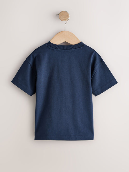 Navy Blue Fire Engine Short Sleeve Appliqué T-Shirt (3mths-7yrs) image 2