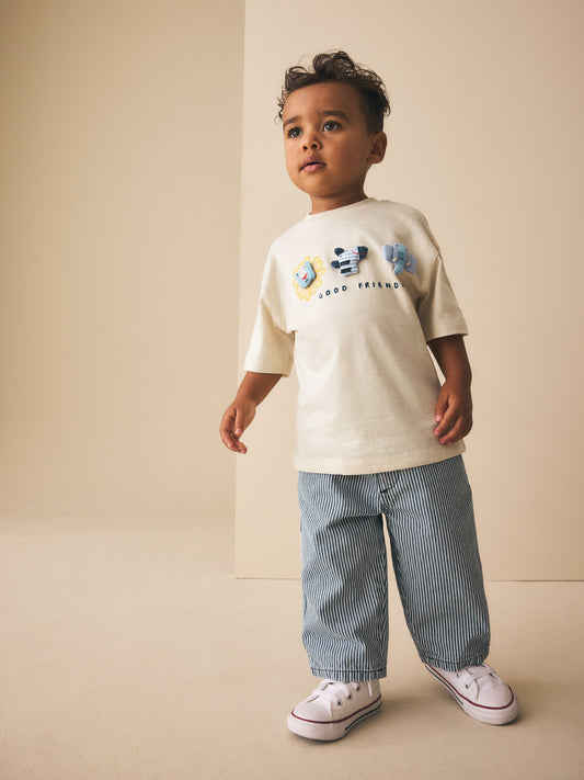 Neutral Safari Animals Short Sleeve 3D Padded T-Shirt (3mths-7yrs) image 2