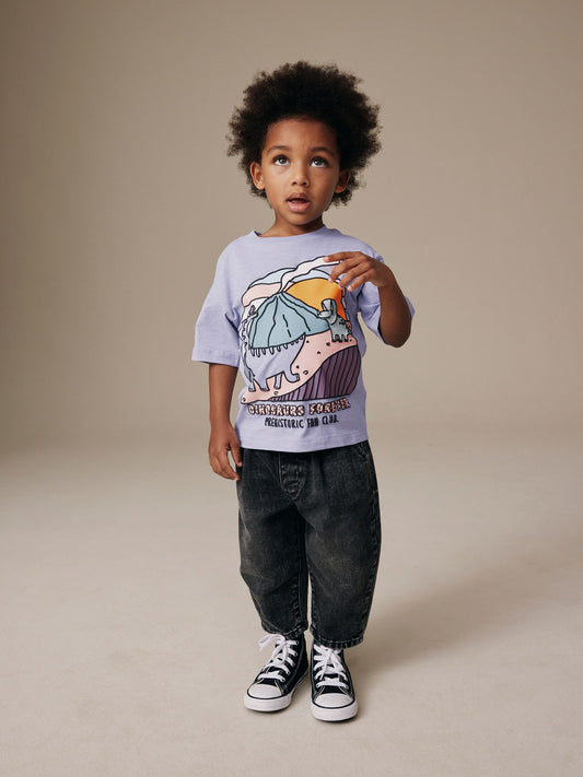 Purple Dinosaur Short Sleeve Graphic T-Shirt (3mths-7yrs) image 2