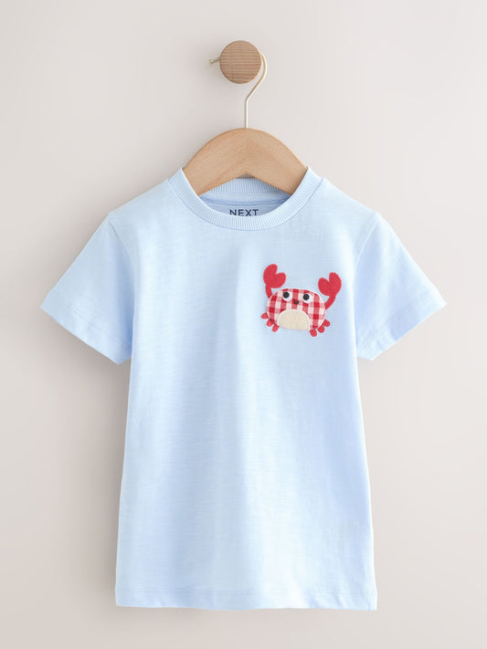 Navy Sea Animal Short Sleeve Appliqué T-Shirts 3 Pack (3mths-7yrs) image 2