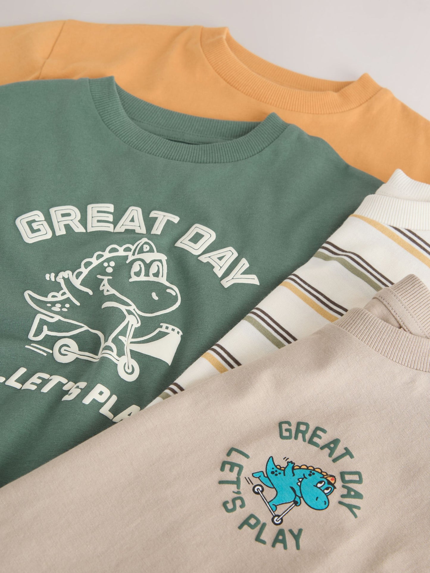 Dsiney Kidz - Orange/Green Dinosaur Short Sleeve Graphic T-Shirts 4 Pack (3mths-7yrs) image 8