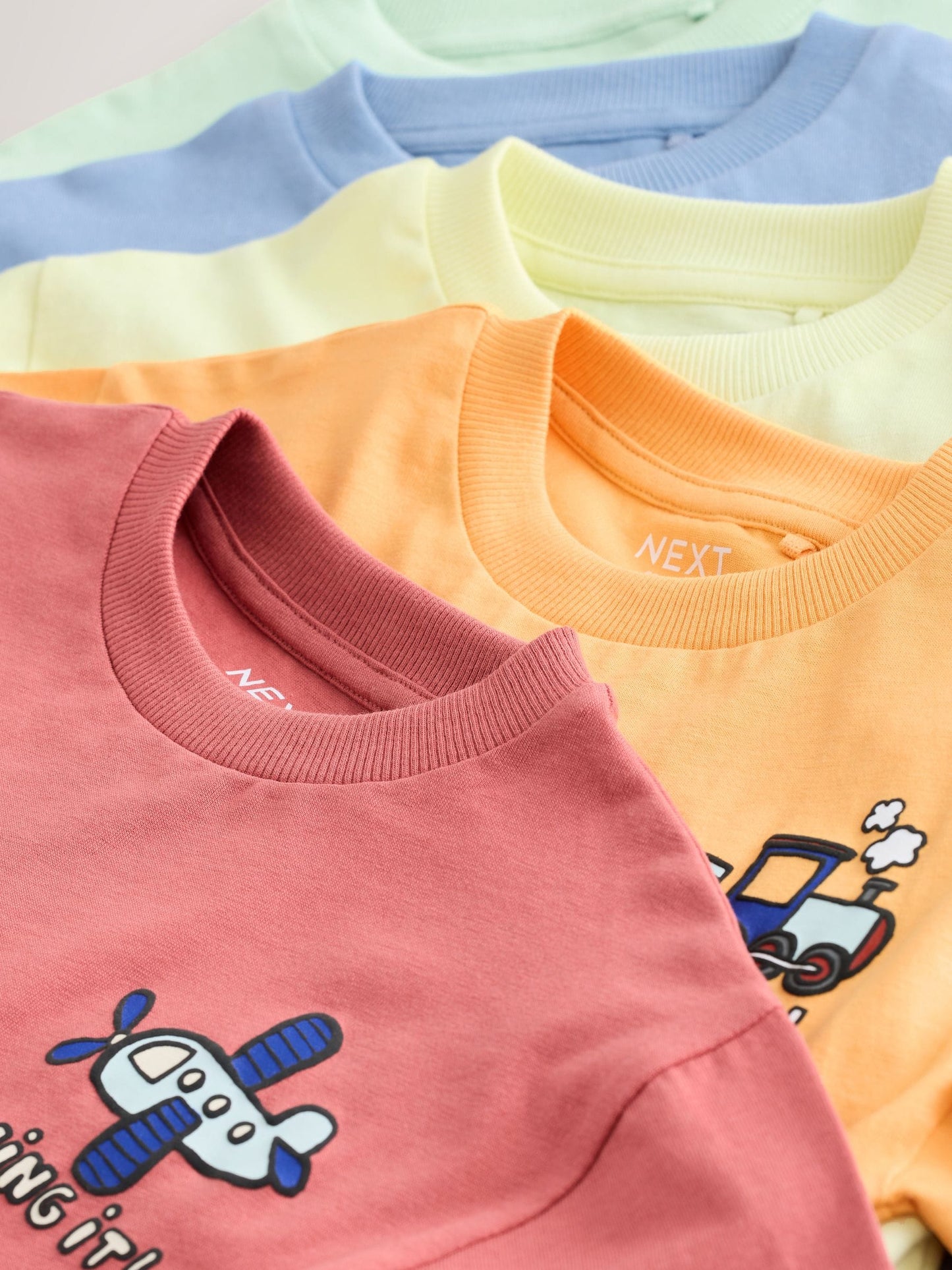 Dsiney Kidz - Blue/Green/Red/Orange/Yellow Cars Small Short Sleeve Graphic T-Shirts 5 Pack (3mths-7yrs) image 9