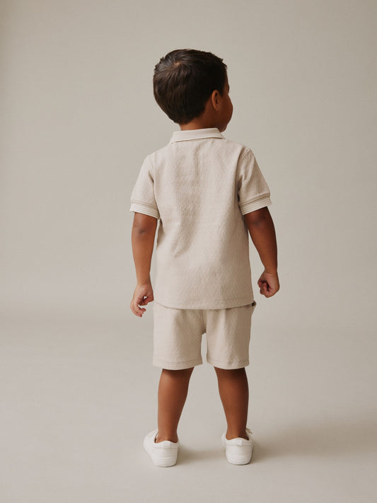 Neutral Zip Neck Short Sleeve Polo Shirt And Shorts Set (3mths-7yrs) image 2