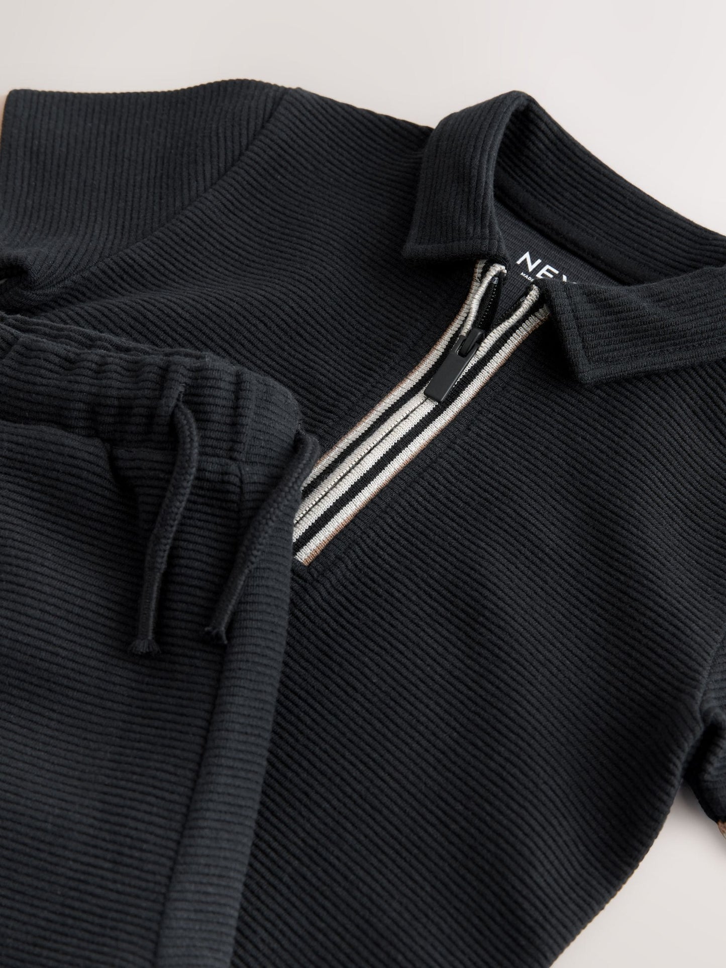 Black Zip Neck Short Sleeve Polo Shirt And Shorts Set (3mths-7yrs) image 10
