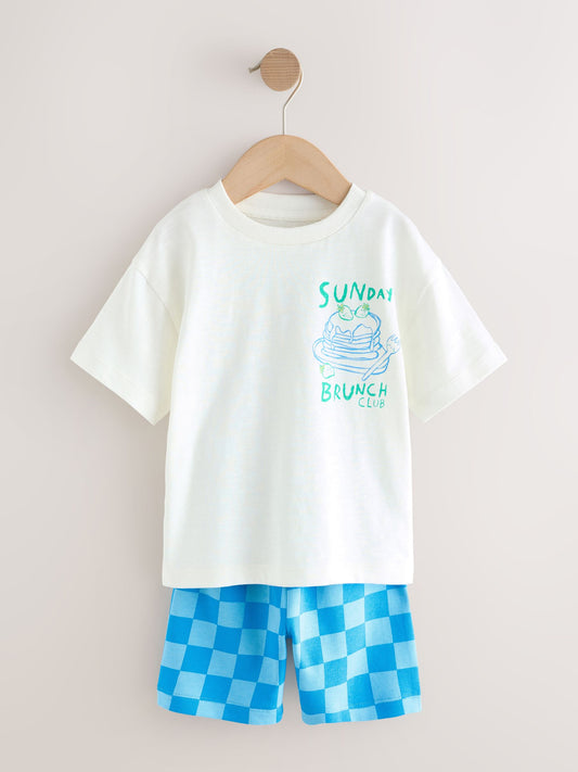 Dsiney Kidz - Green/White Food Backprint Short Sleeve T-Shirt and Shorts Set 2 Pack (3mths-7yrs) image 2