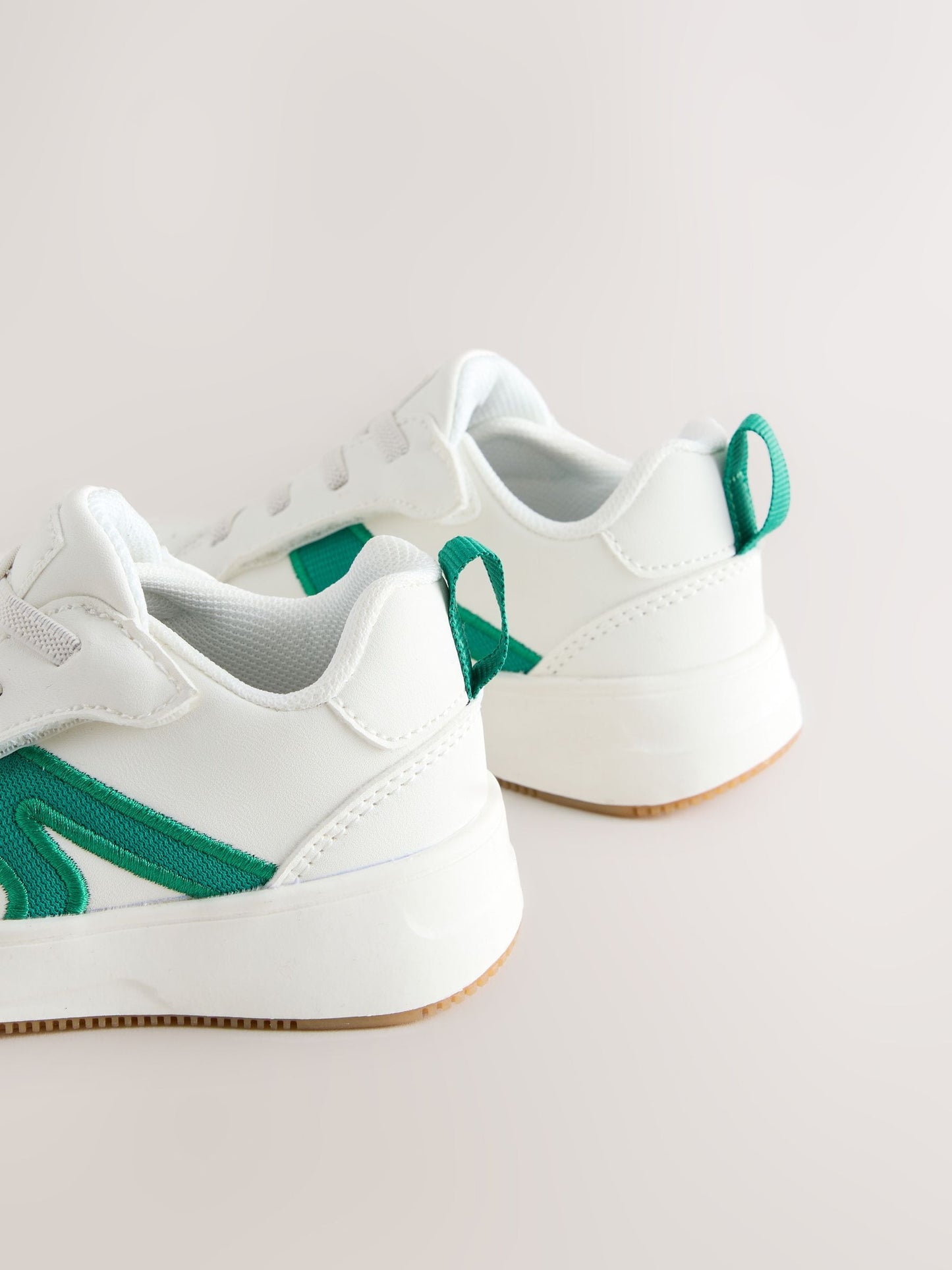 White/Green Standard Fit (F) Touch Fastening Elastic Lace Trainers image 8