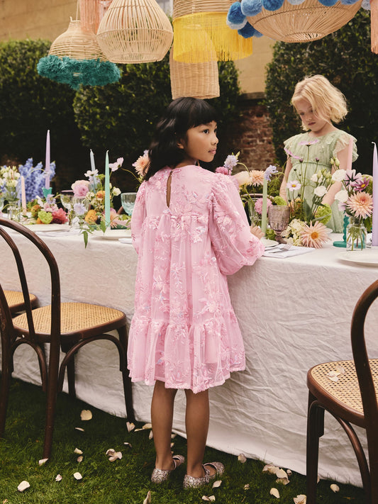 Dsiney Kidz - Pink Long Sleeve Sequin Mesh Occasion Dress (3-16yrs) image 2
