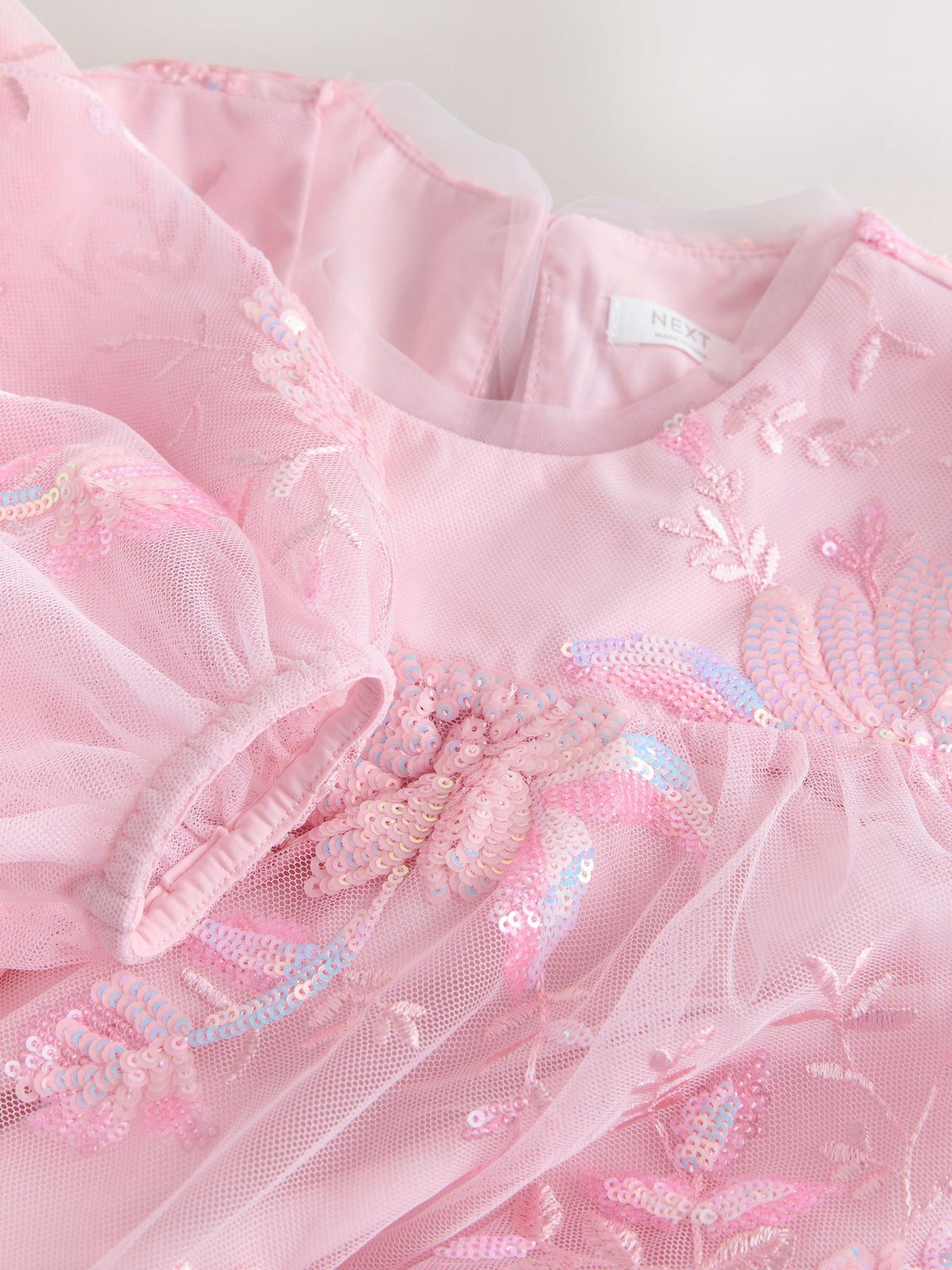 Dsiney Kidz - Pink Long Sleeve Sequin Mesh Occasion Dress (3-16yrs) image 8