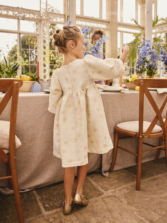 Dsiney Kidz - Ecru White Floral Texture Occasion Dress (3-16yrs) image 2