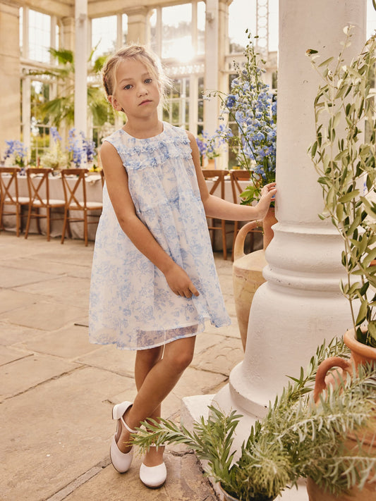 Dsiney Kidz - Blue Floral Ruffle Occasion Dress (3-16yrs) image 2