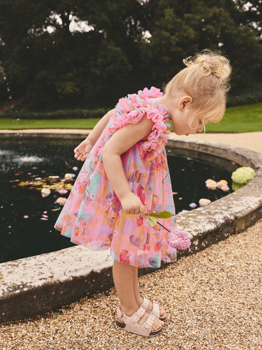 Dsiney Kidz - Pink Ruffle Shoulder Mesh Dress (3mths-7yrs) image 2