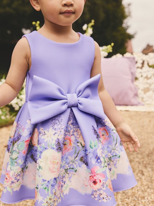 Dsiney Kidz - Lilac Floral Scuba Occasion Dress (3mths-7yrs) image 2