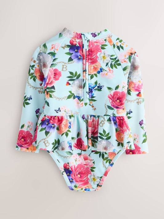 Dsiney Kidz - Baker by Ted Baker Mint Green Long Sleeve Peplum Frill Swimsuit image 2