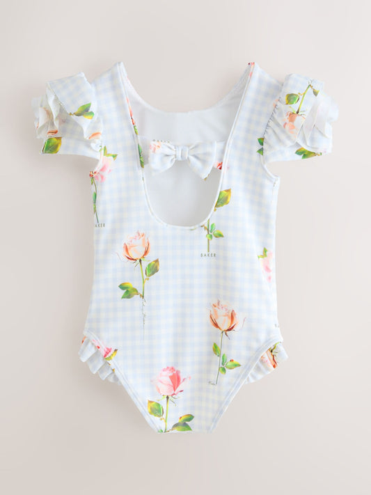 Baker by Ted Baker Gingham Print Puff Sleeve Swimsuit image 3