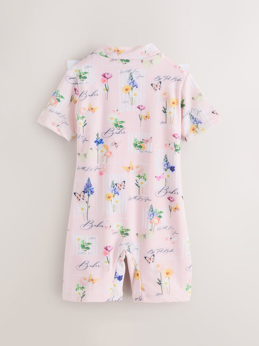 Baker by Ted Baker Floral All-In-One Swimsuit & Hat Set image 3