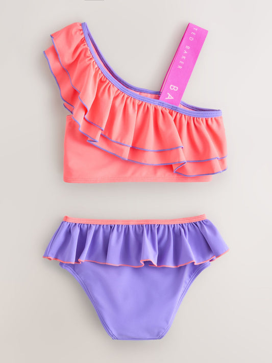 Baker by Ted Baker 2 Piece One Shoulder Contrast Frill Bikini image 2