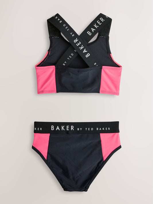 Dsiney Kidz - Baker by Ted Baker 2 Piece Colour Block Black Bikini Set image 2